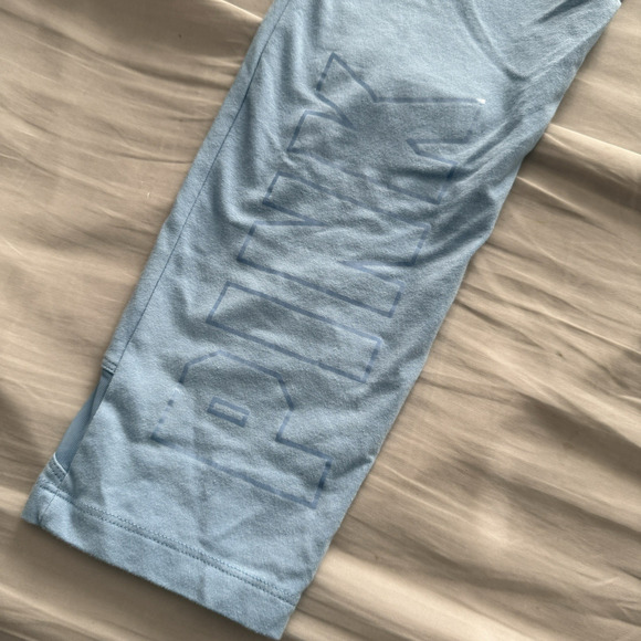 Victoria’s Secret Pink Yoga Ankle Leggings Blue Mesh Size Large Zip Pocket - Picture 10 of 12